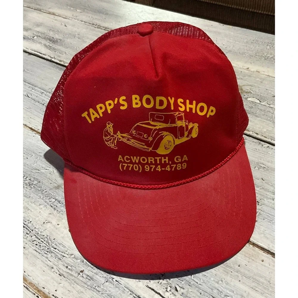 Tapp's Body Shop Trucker Cap One Size Red Snapback Mesh Back Workwear Adjustable